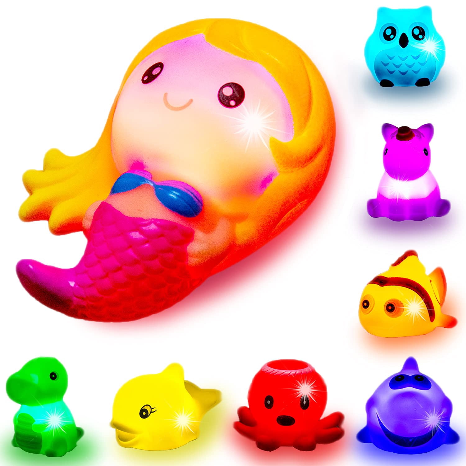 Bath Toys for Toddlers Baby 8 Pack Light Up Toys - Bathtub Toy Flashing ...