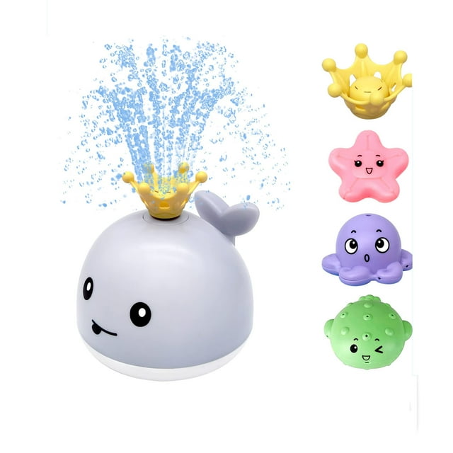 Whale Grey Bath Toy for Toddlers, Light Up Fountain Tub Bathing Toy