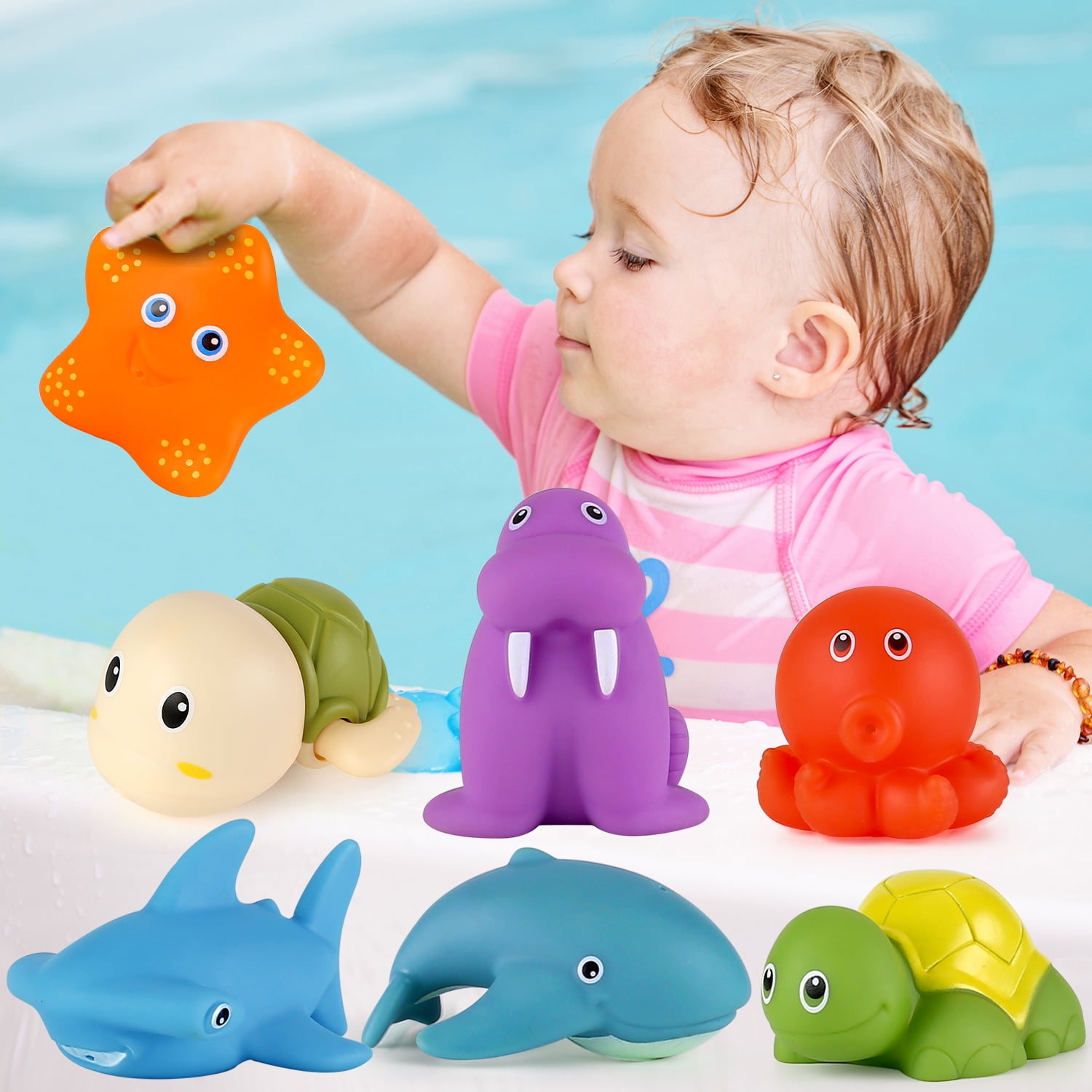 Bath Tub Toys for Toddlers 1 3 Infants 6 12 Months Ocean Animals Bathtub Playset Walmart