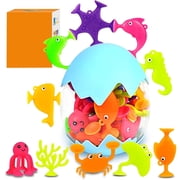 Bath Toys for Toddlers 1-3 - Suction Sensory Toys - Silicone Ocean Animal Cup Toys - Learning Toys for 3-6 Year Old Boys Girls