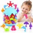 thumbnail image 1 of Bath Toys for Toddlers 1-3 - Suction Sensory Toys - Silicone Ocean Animal Cup Toys - Learning Toys for 3-6 Year Old Boys Girls, 1 of 6