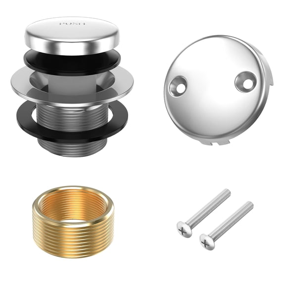 Bath Tub Drain and Overflow Kit, Universal All Metal Tip-Toe Bathtub Drain Replacement Kit with Fine/Coarse Thread