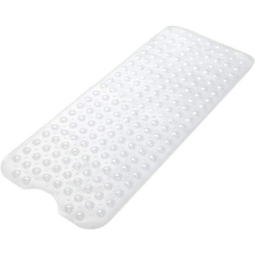 Bath Tub Mat, 39" x 16" Non-Slip Shower Mats with Suction Cups and Drain Holes, Machine Washable, Clear