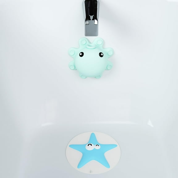 Bath Tub Overflow Drain Cover- Bathtub Drain Cover, Silicone Bathtub Overflow Cover with Suction Cups, Tub Overflow Drain Stopper Adds Inches of Water for Deeper Bath, Cute Bathroom Accessories, Blue