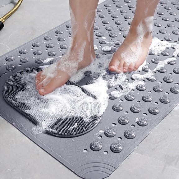 Bath Tub Shower Mat,27x14 inch Non Slip Bathtub Mat with Suction Cups,Anti Slip Shower Mat with Drain Holes Suction Cups,Shower Foot Scrubber Mat,Foot Massage Bath Mat