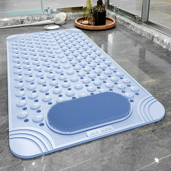 Bath Tub Shower Mat, 27x14 inch Non Slip Bathtub Mat with Suction Cups, Anti Slip Shower Mat with Drain Holes Suction Cups,Shower Foot Scrubber Mat, Foot Massage Bath Mat