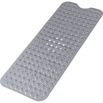 Bath Tub Shower Mat, Bathtub Floor Liner Mats with Suction Cups and Drain Holes, Machine Washable, Non Slip, 39x16 Inch,Gray