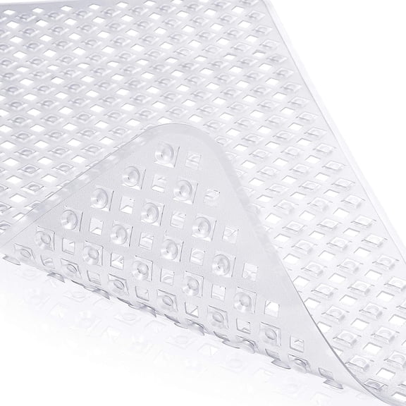 Bath Tub Shower Mat, Machine Washable Bathtub Floor Liner Mats, Suction Cups and Drain Holes to Keep Tubs Clean, Soft on Feet, Bathroom Essentials, 35x16 Inch, Clear