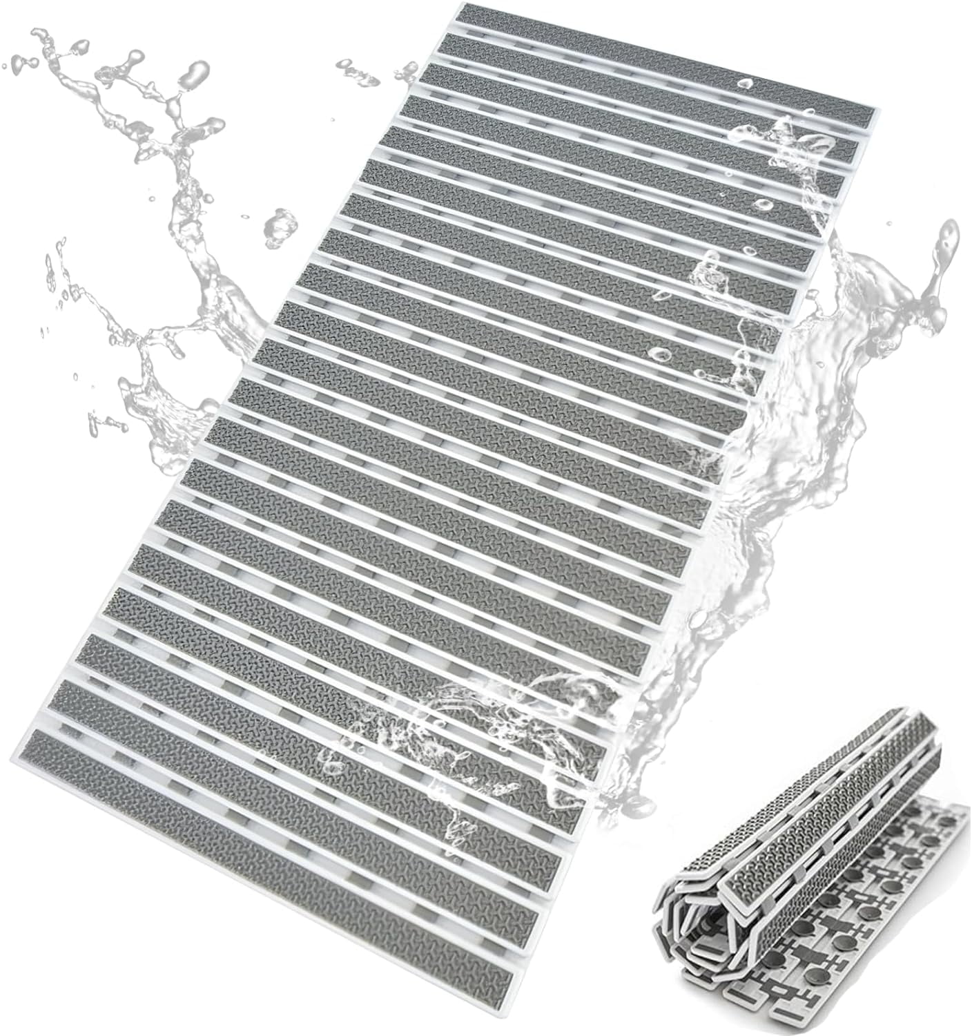 Bath Tub and Shower Mats,Non-Slip 27"x15" Inch Extra Long Bath Mat,Suction Cups and Drainage Holes Keeps Floors Clean,Machine Washable, Soft on Feet, Bathroom and Spa Accessories, Clear
