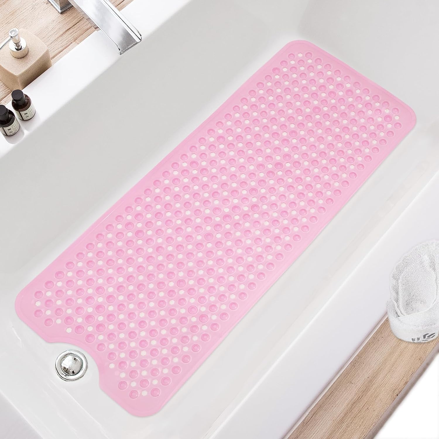 Bath Tub and Shower Mats, Non-Slip 40 x 16 Inch Extra Long Bath Mat, Machine Washable Bathtub ...