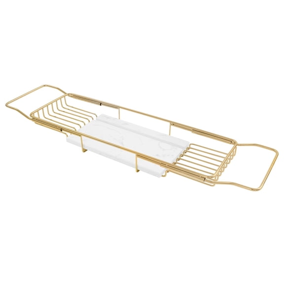Bath Tub Tray, Bathtub Tray Stainless Steel with Marble Base, Capacity Bath Caddy for Bathtub Bathroom Accessories for Home Spa 