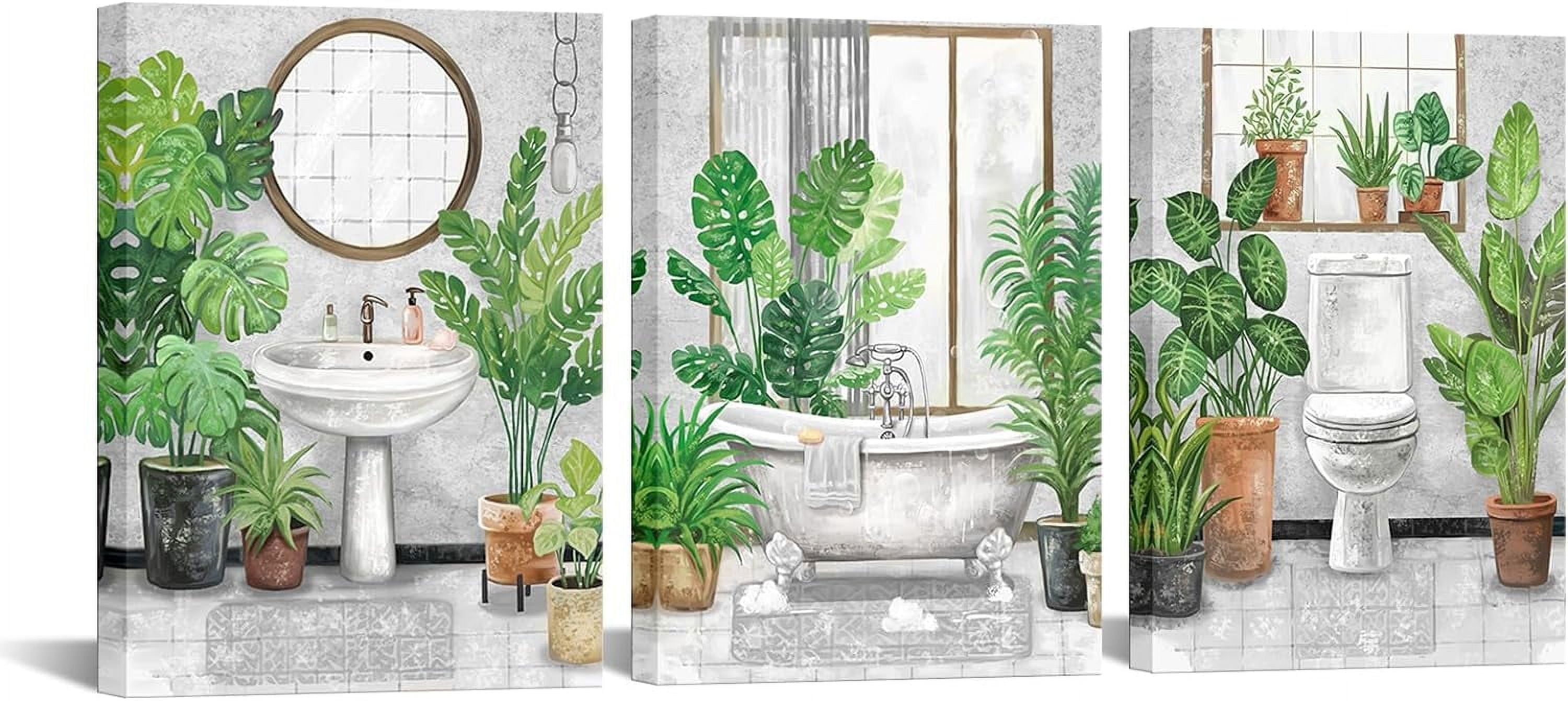 Bath Tub Wall Decor Botanical Theme Canvas Wall Art Bathroom Wall 12 ...