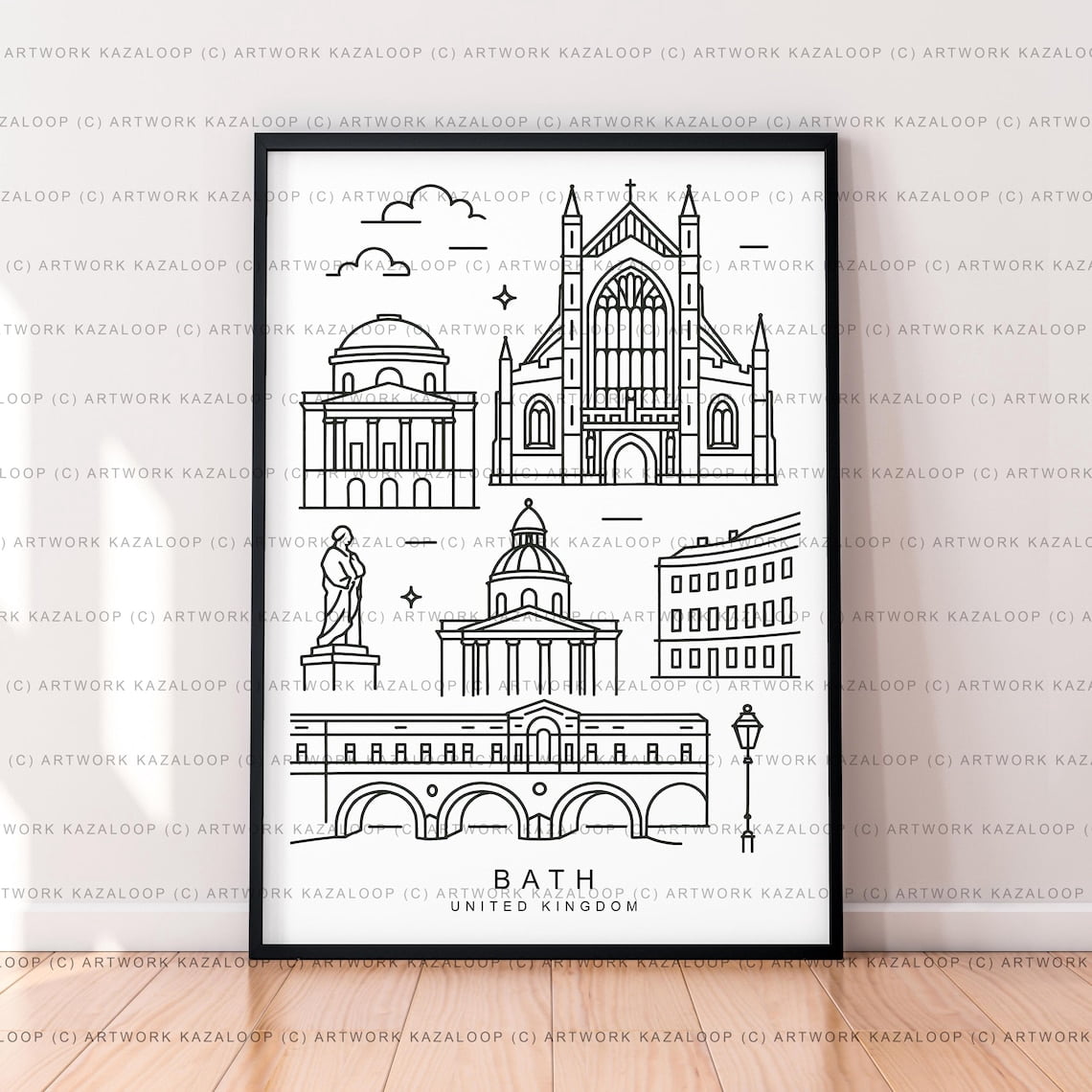 Bath United Kingdom Illustration Featuring Iconic Architecture ...
