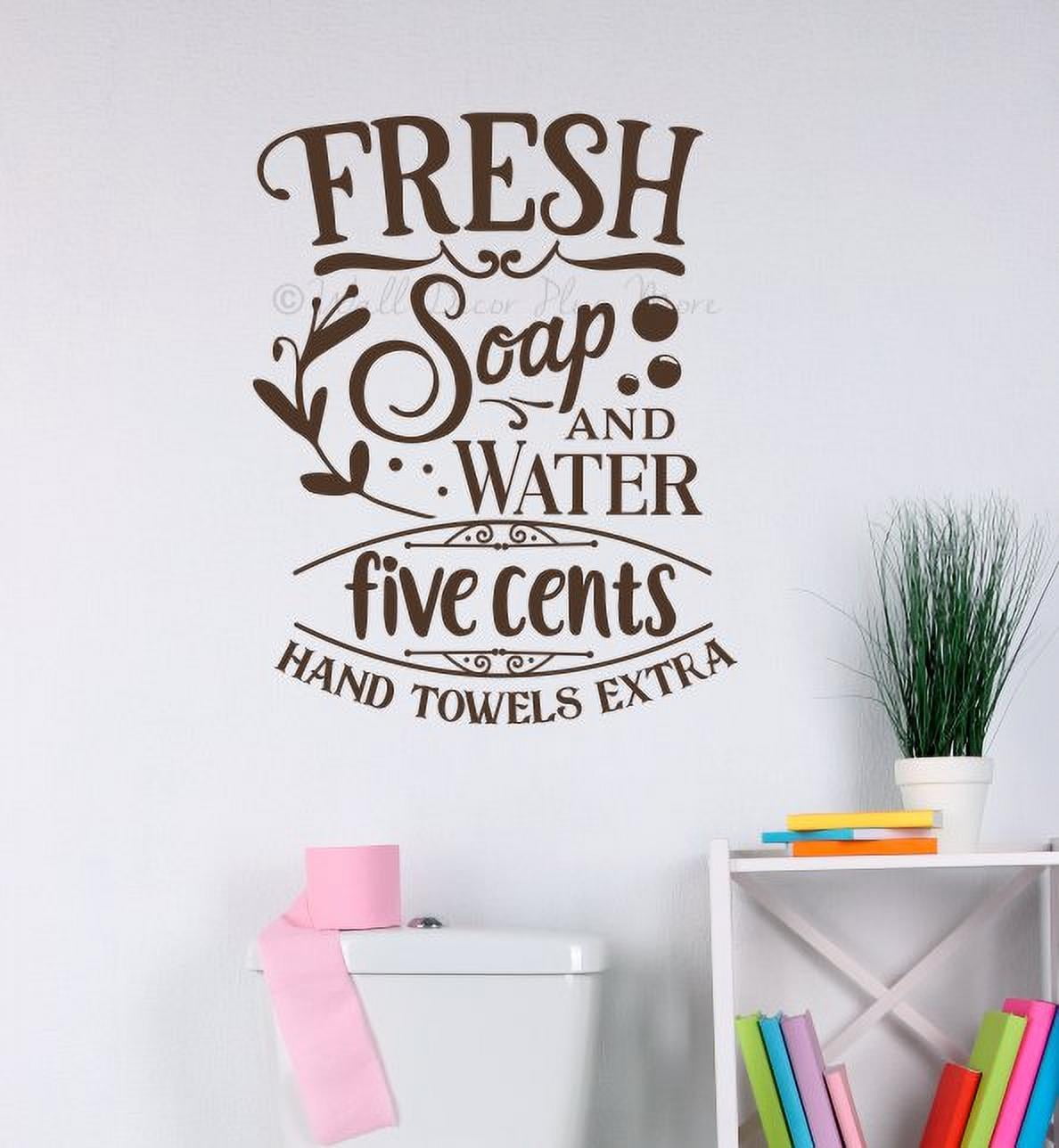 Bath Wall Decorations Soap Water 5 Cents Bathroom Wall Art Decals Stickers 23x18Inch Chocolate