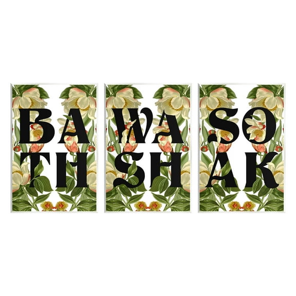 Bath Wash Soak Floral Bathroom Botanical & Floral Graphic Art Unframed Art Print Wall Art, Set of 3