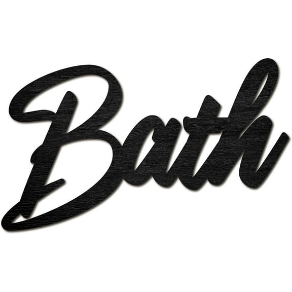 Bath Word Cutout Sign Laser Cut Wood Letter Sign Black Wall Decor Unfinished Wooden Signs Wall Art Basswood Hanging Sculpture Decor