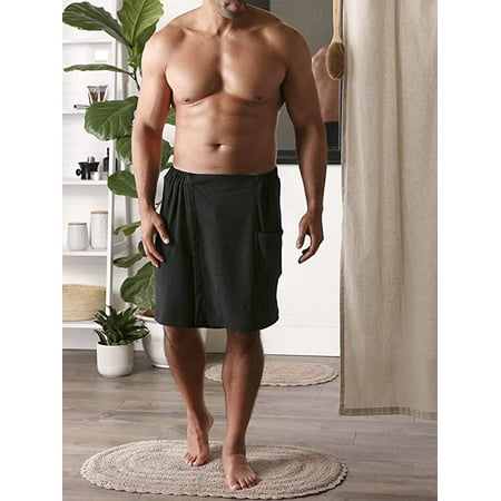 Bath Wrap for Mens, Spa Wrap Towels - Black Color-XX Large