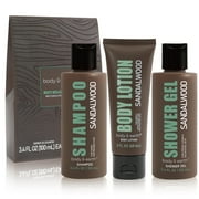 Bath and Body Gift Sets for Men- Sandalwood Scent Home Spa Gift Basket wity Shower Gel, Body Lotion, Shampoo | Birthday Gifts for Him