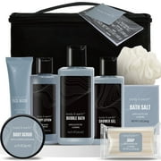 Bath and Body Spa Gift Basket Sets for Men - 8 Pcs Luxury Men's Bath Set Skin Care Kit Birthday Gifts for Men