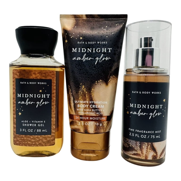 Bath and Body Wor Midnight Amber Glow Merry & Bright Mini Gift Set Bag,  Body Cream Fragrance Mist and Shower Gel - Walmart.com