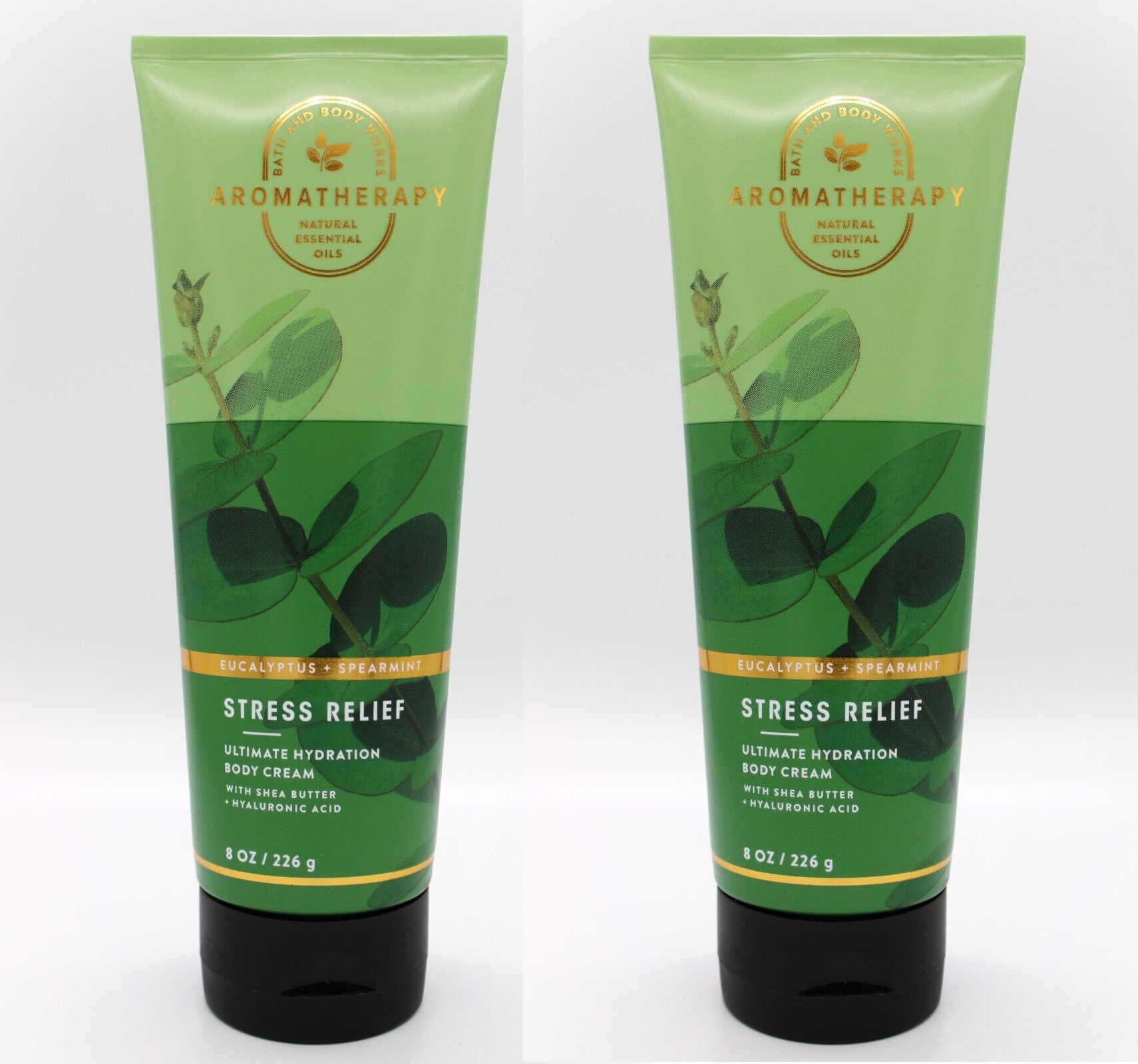 Bath and Body Works 2 Pack Aromatherapy Stress Relief Eucalyptus & Spearmint Body Cream. 8 Oz.
