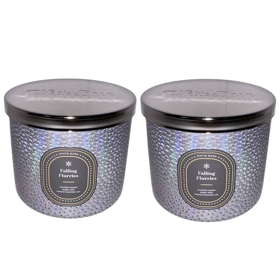 Bath and Body Works -(2 Pack) Falling Flurries White Barn Scented Candle W/ Essentail Oils (14.5 Oz / 411 G)