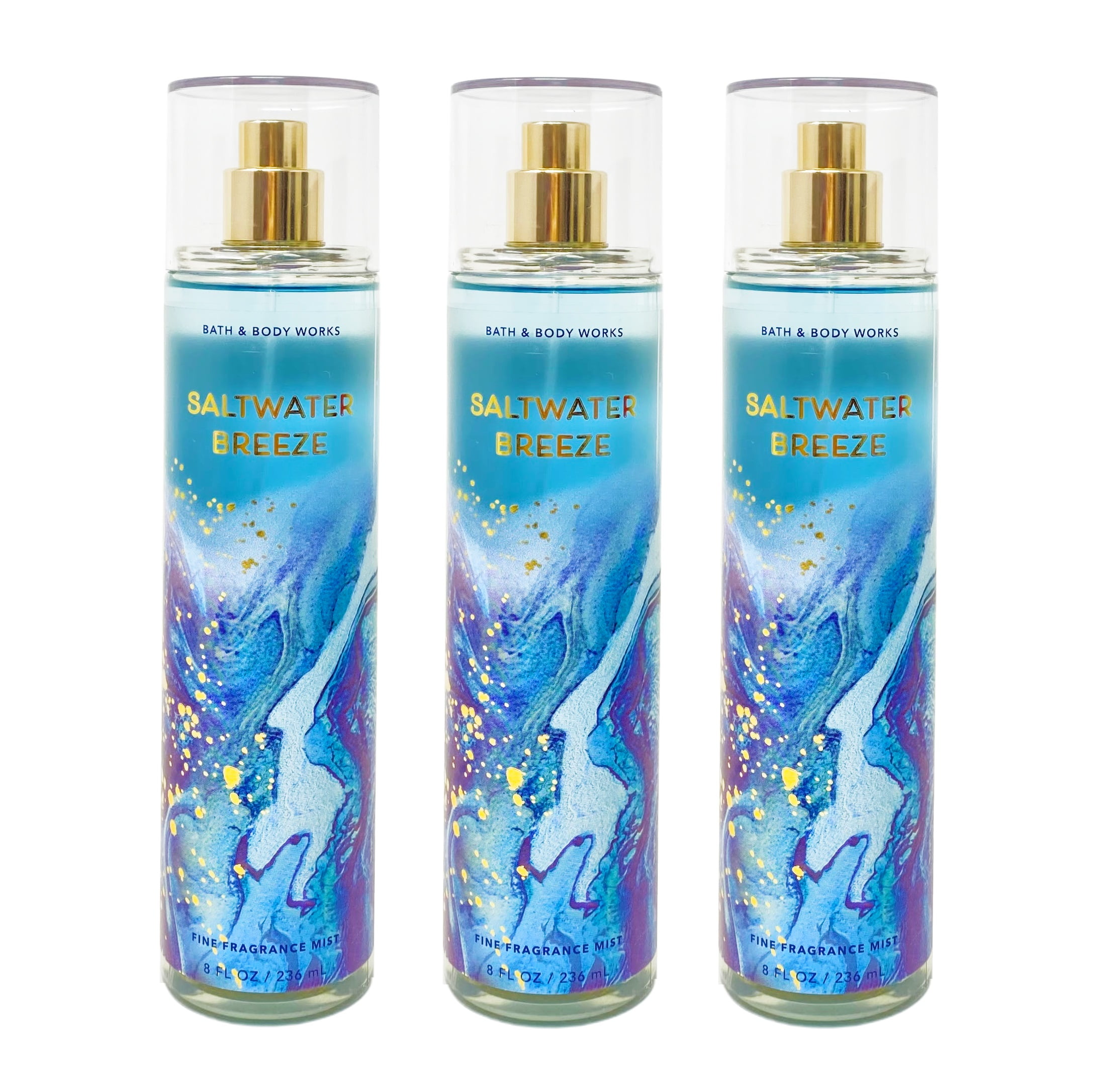 Bath and Body Works 3 Pack Saltwater Breeze Fine Fragrance Mist Set 8