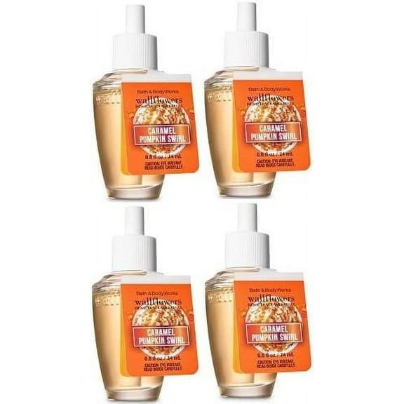 Bath and Body Works 4 Pack Caramel Pumpkin Swirl Wallflowers Fragrances Refill