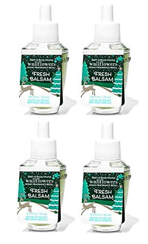 Bath and Body Works 4 Pack Fresh Balsam Wallflowers Fragrance Refill 0.8 Oz.