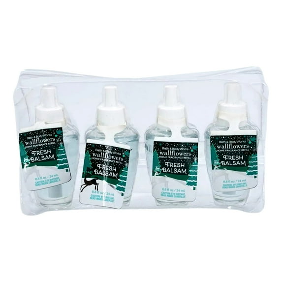 Bath and Body Works 4 Pack Fresh Balsam Wallflowers Fragrance Refill 0.8 Oz.