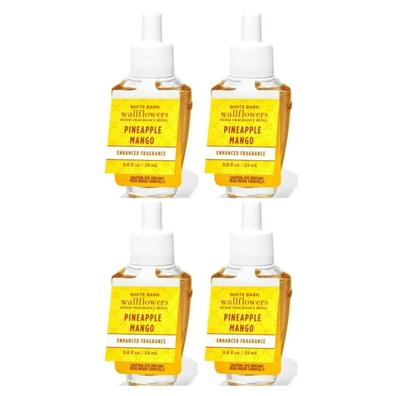 Bath and Body Works 4 Pack Pineapple Mango Wallflowers Fragrance Refill. 0.8 fl oz.