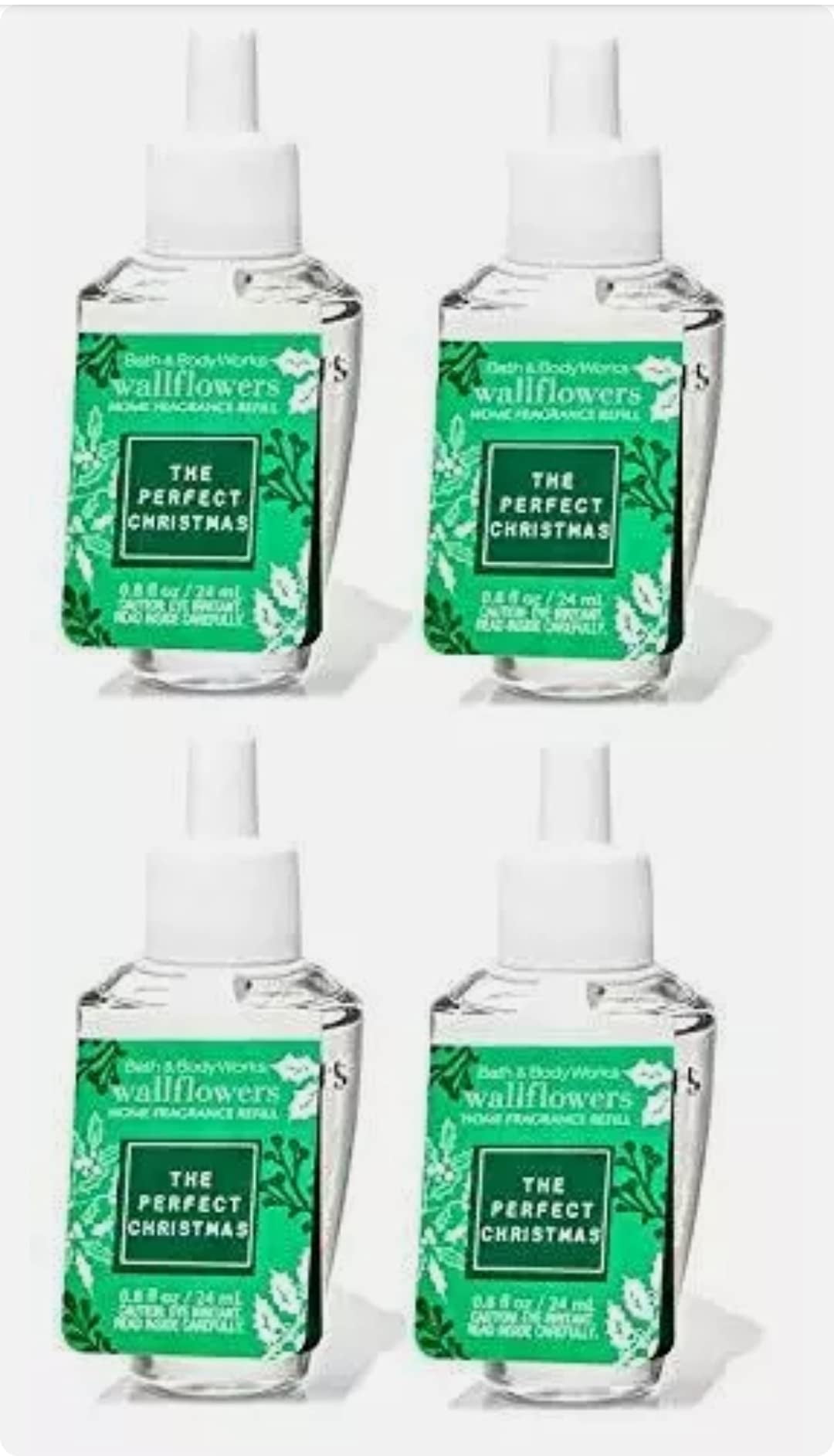 Bath and Body Works 4 Pack The Perfect Christmas Wallflowers Fragrance Refill 0.8 Oz.