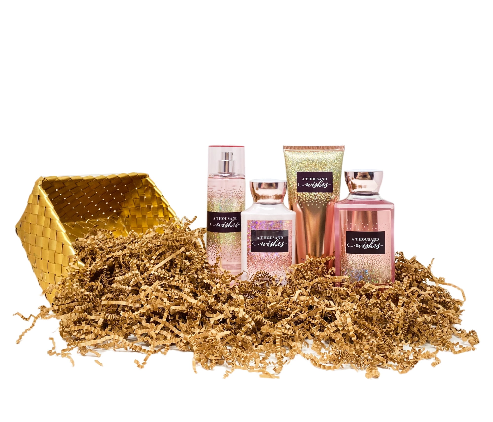 バスアンドボディワークス　4点　ギフトバッグ付 Bath and Body Works A Thousand Wishes Gold Woven Basket 4 Piece