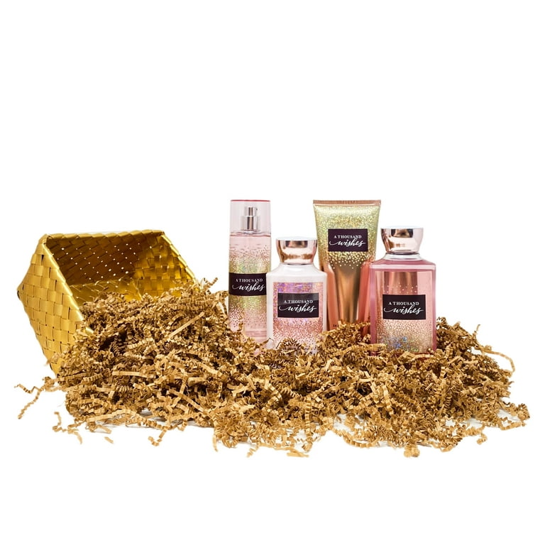Bath and Body Works A Thousand Wishes Gold Woven Basket 4 Piece