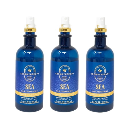 Bath and Body Works Aromatherapy Sea Soul Refreshing JASMINE + EUCALYPTUS 3 Pack Essential Oil Mist Set - 5.3 fl oz / 156 mL each