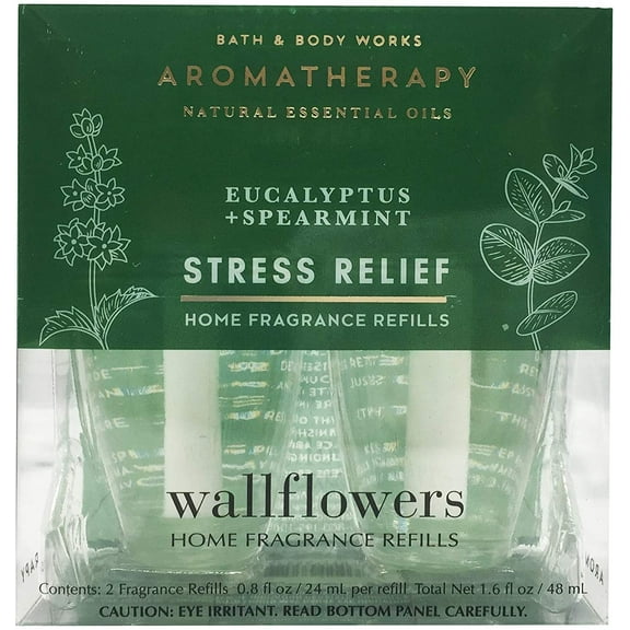 Bath and Body Works Aromatherapy Wallflowers, Refills, Eucalyptus Spearmint, 1.6 Fl Oz, 2-Pack