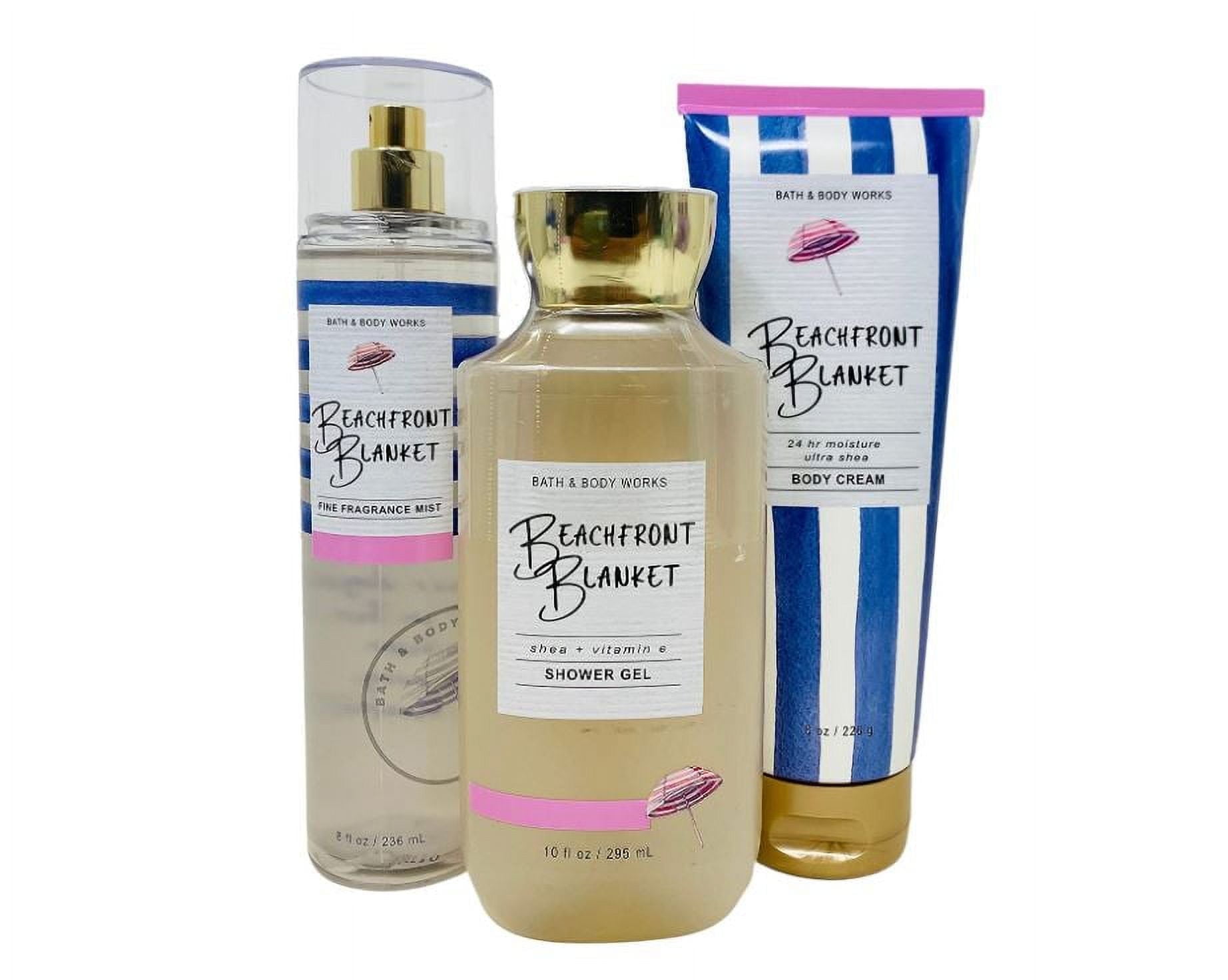 Bath and Body Works BEACHFRONT BLANKET Gift Set Fine Fragrance Mist, Shower Gel and Body Cream