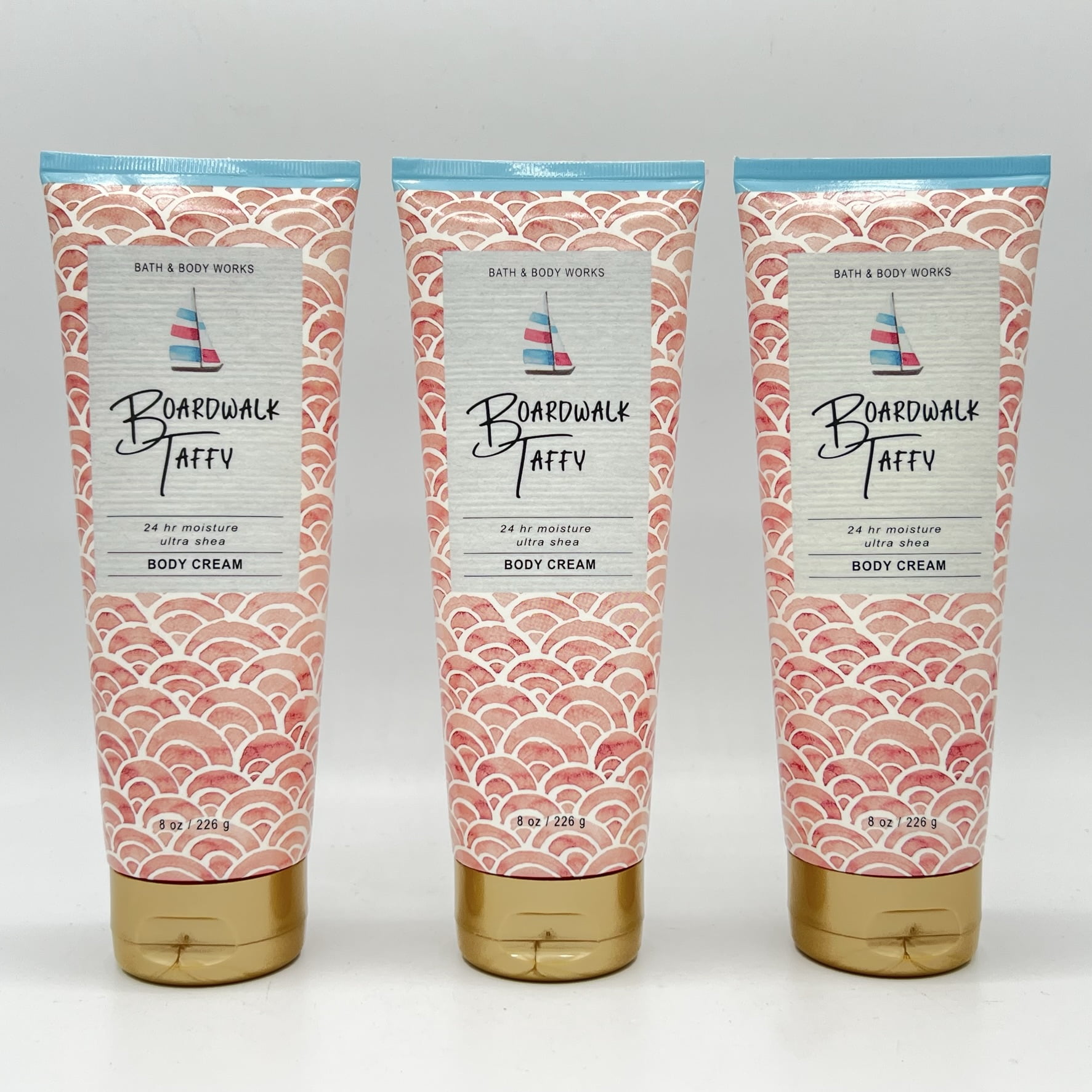 Bath and Body Works Boardwalk Taffy 8oz Ultra Shea Body Cream Pack of 3