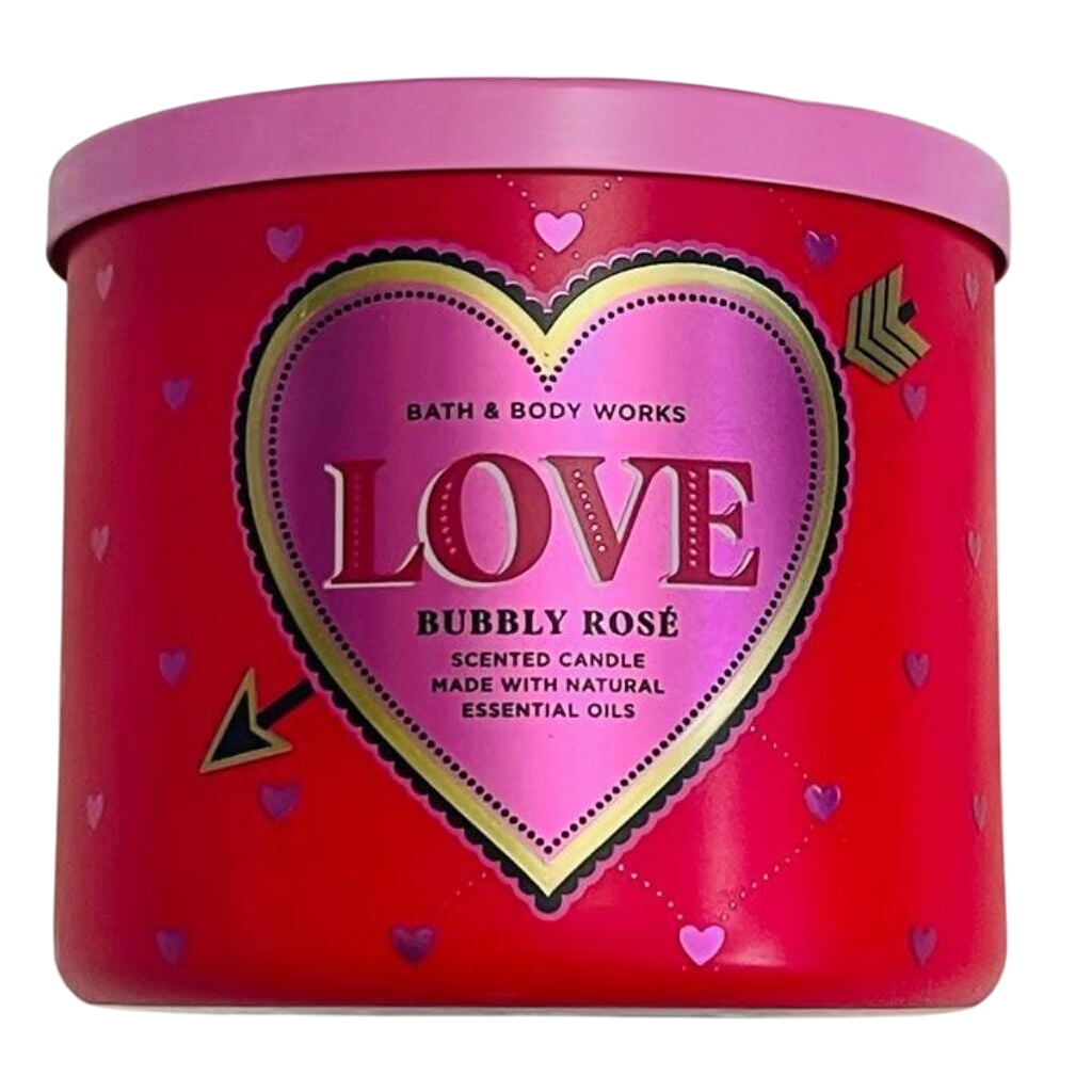 Bath and Body Works Bubbly Rosé - Love Scented 3-Wick Candle (14.5
