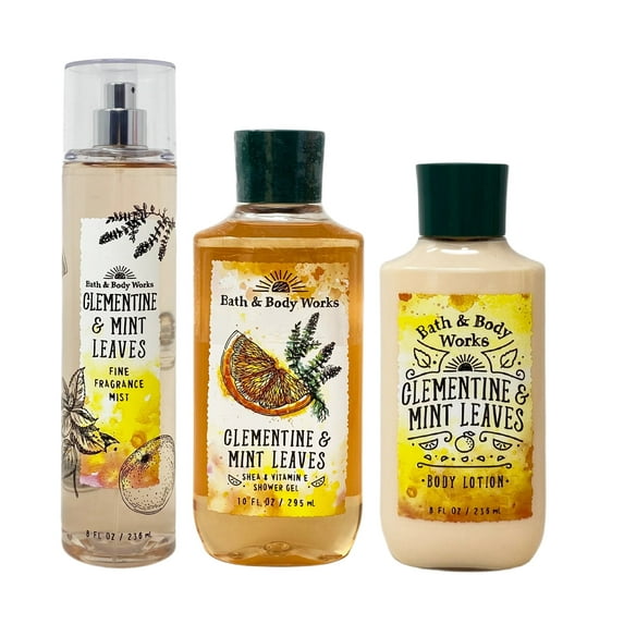 Bath and Body Works CLEMENTINE & MINT LEAVES Daily Trio - Fine Fragrance Mist - Shower Gel - Body Lotion