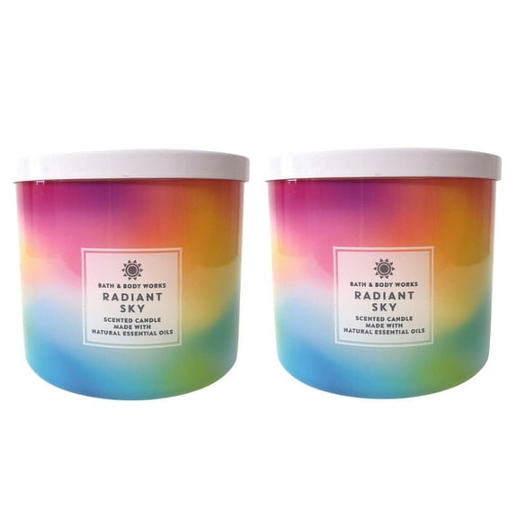 Bath and Body Works Candle -(2 Pack) Radiant Sky 3-Wick Scented Candle with Essential Oils (14.5 Oz / 411 G)