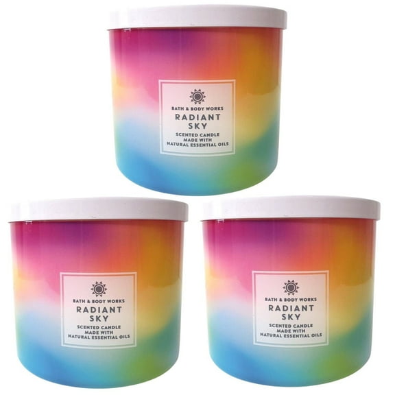 Bath and Body Works Candle -(3 Pack) Radiant Sky 3-Wick Scented Candle with Essential Oils (14.5 Oz / 411 G)