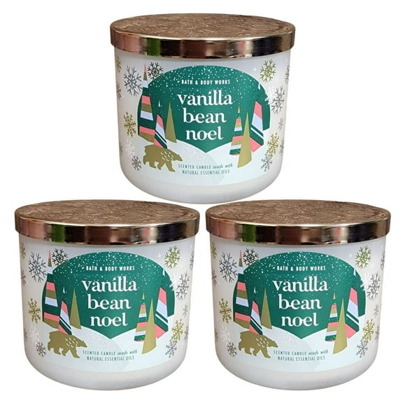 Bath and Body Works Candle -(3 Pack) Vanilla Bean Noel Scented 3-Wick Candle with Natural Essential Oils (14.5 Oz / 411 g)