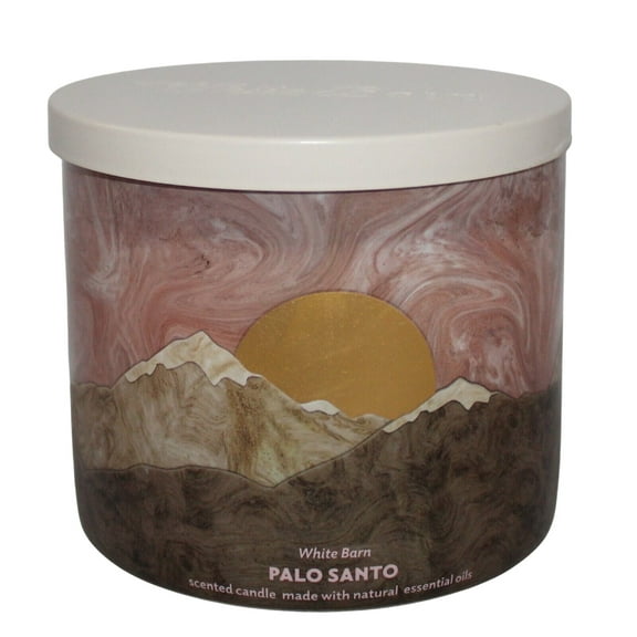 Bath and Body Works Candle - Palo Santo (White Barn) Scented 3-Wick Candle with Natural Essential Oils (14.5 Oz / 411 g)