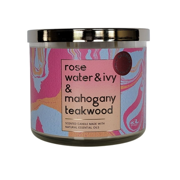 Bath and Body Works Candle - Rose Water & Ivy & Mahogany Teakwood Scented 3-Wick Candle with Essential Oils (14.5 Oz / 411 g)