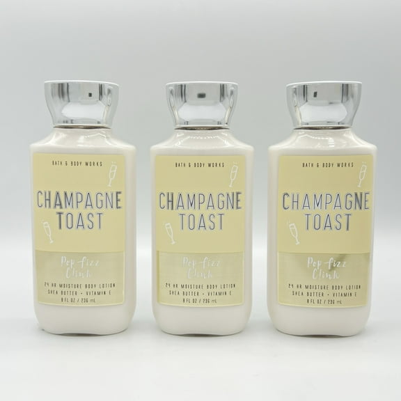 Bath and Body Works Champagne Toast 8oz Moisturizing Body Lotion 3-Piece Bundle
