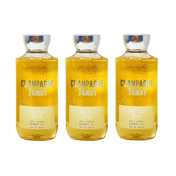 Bath and Body Works Champagne Toast Pop Fizz Clink Shea + Vitamin E Shower Gel Set - Pack of 3