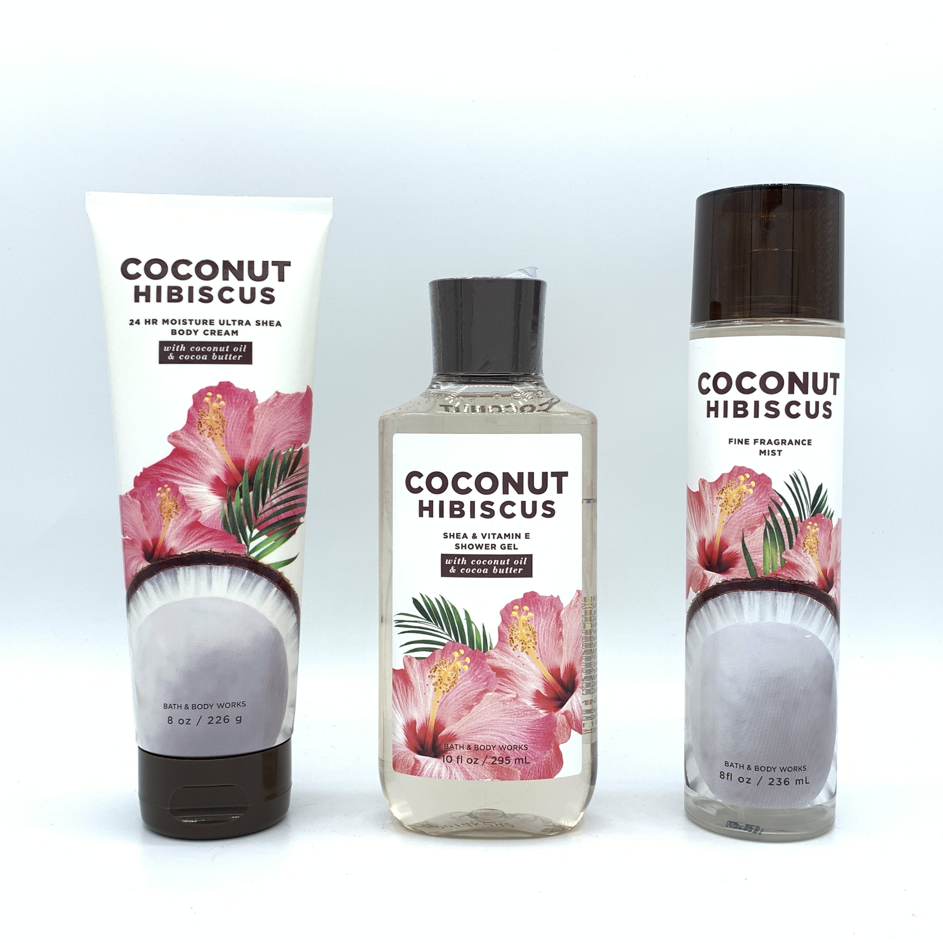 BBW coconut hibiscus body cream, fragrance mist and shower 2024 gel