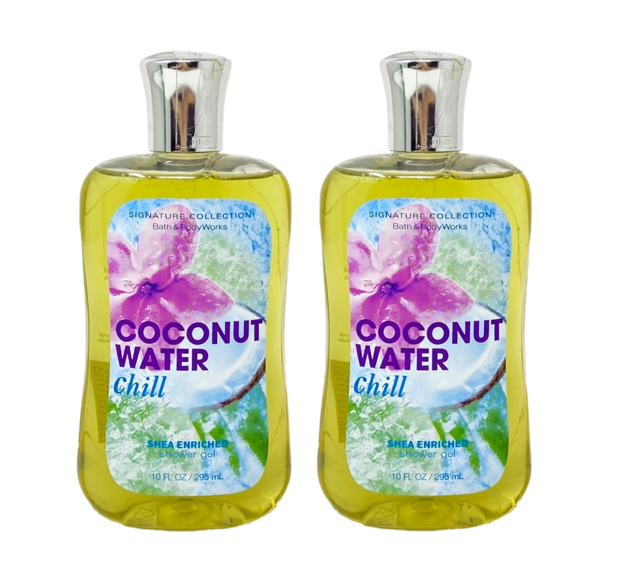 Bath and Body Works Coconut Water Chill Signature Collection Shea Enriched Shower Gel 2 Piece Value Set - 10 fl oz / 295 mL each
