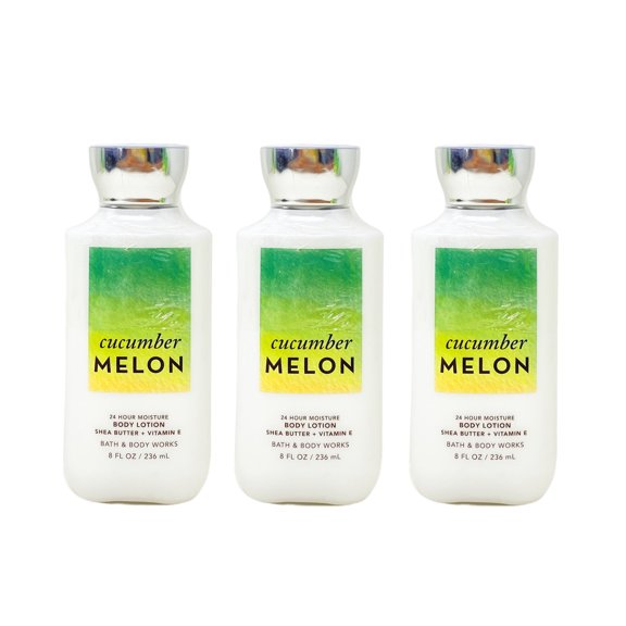 Bath and Body Works Cucumber Melon 24 Hour Moisture Body Lotion Set - Set of 3